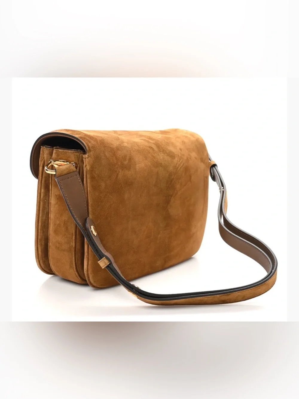 Gucci Brown Suede Horsebit 1955 Aura Shoulder Bag with Gold Hardware